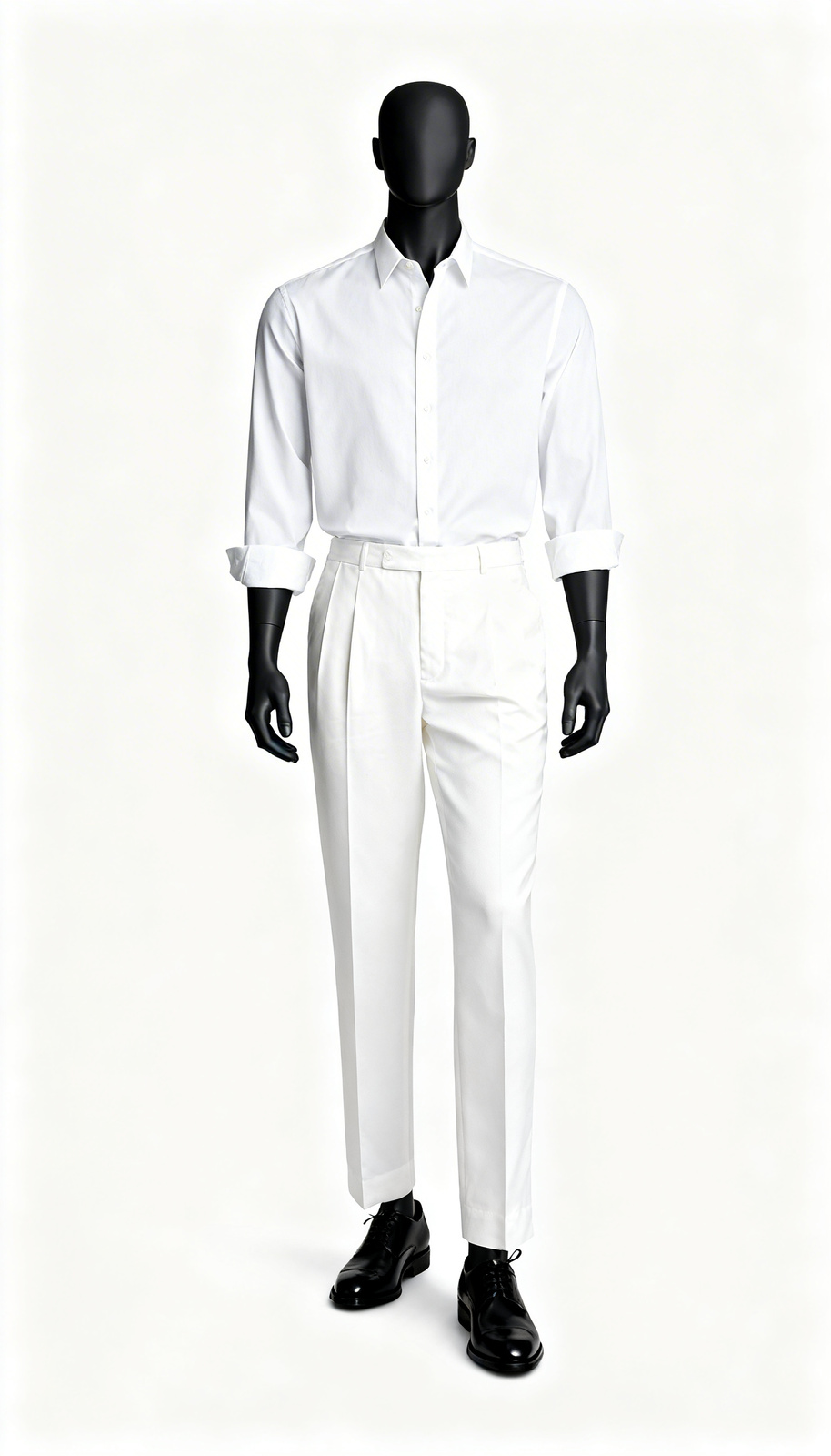 Men White Formal Straight Trousers