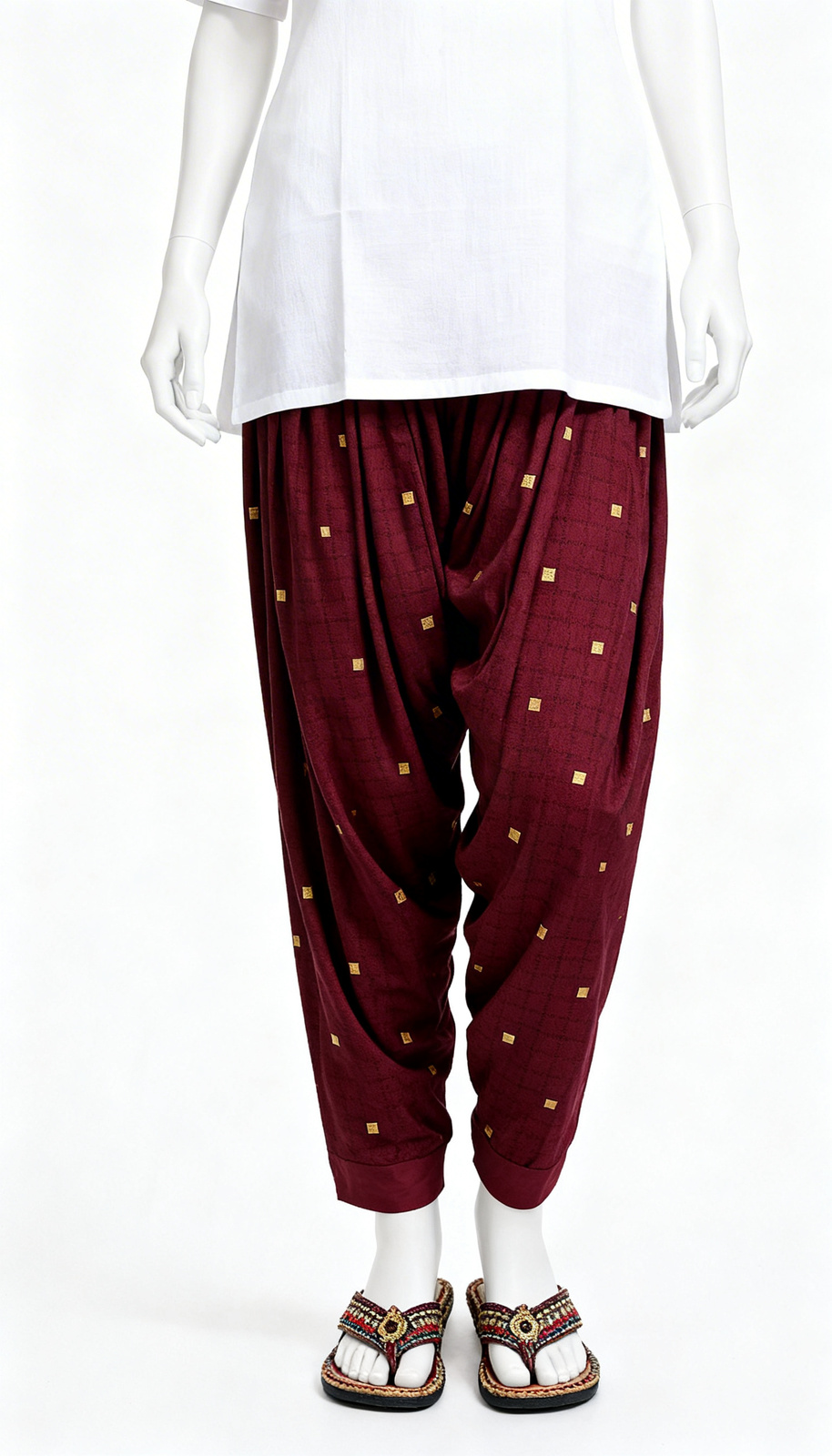 Maroon Festive Dhoti Pants - Image 3