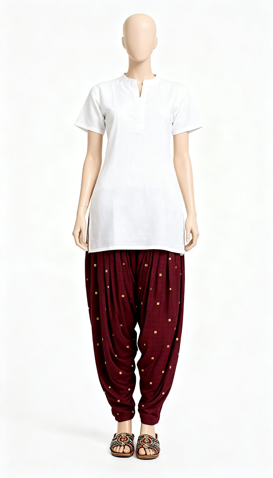 Maroon Festive Dhoti Pants