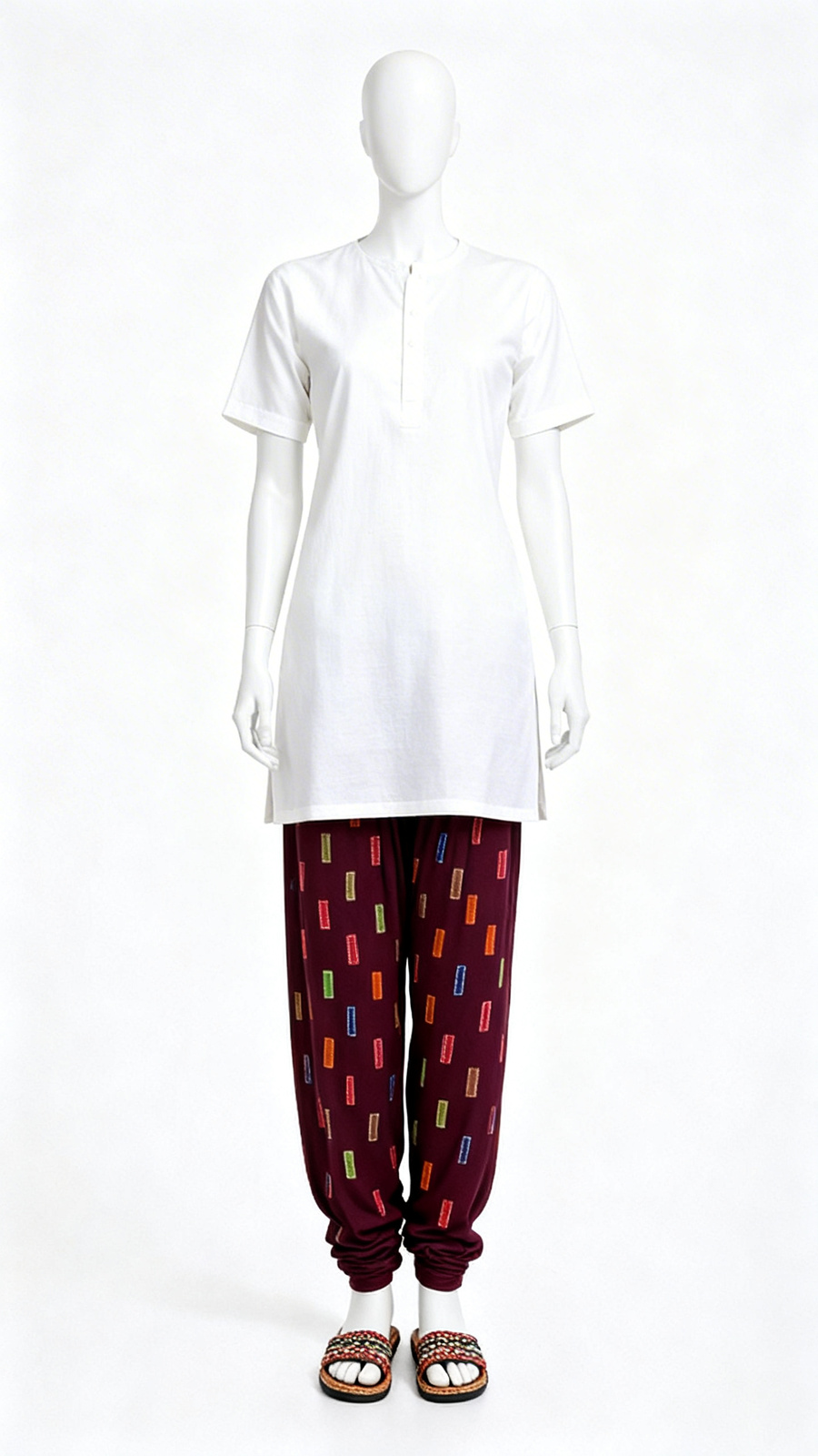 Wine Multicolor Ethnic Dhoti Pant