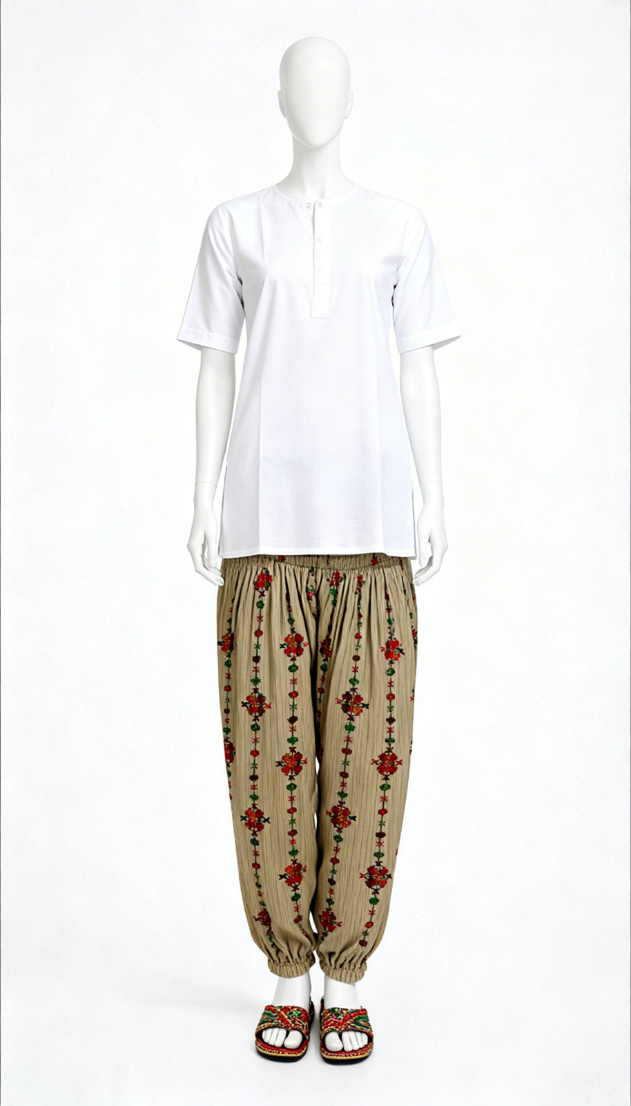 Beige Printed Ethnic salwar