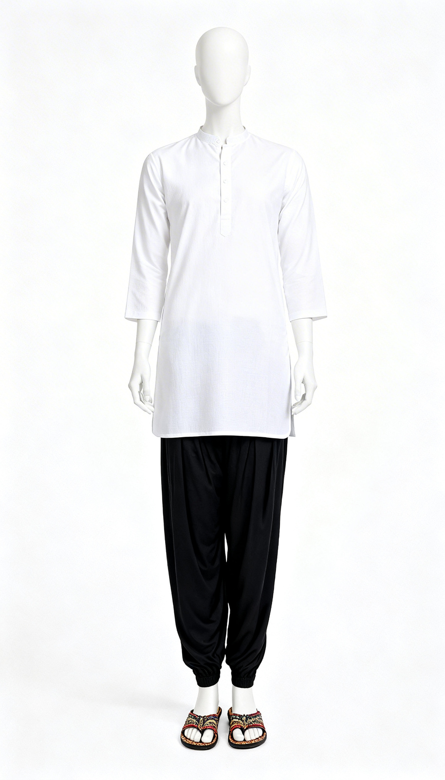 Black Solid Ethnic Pajamas