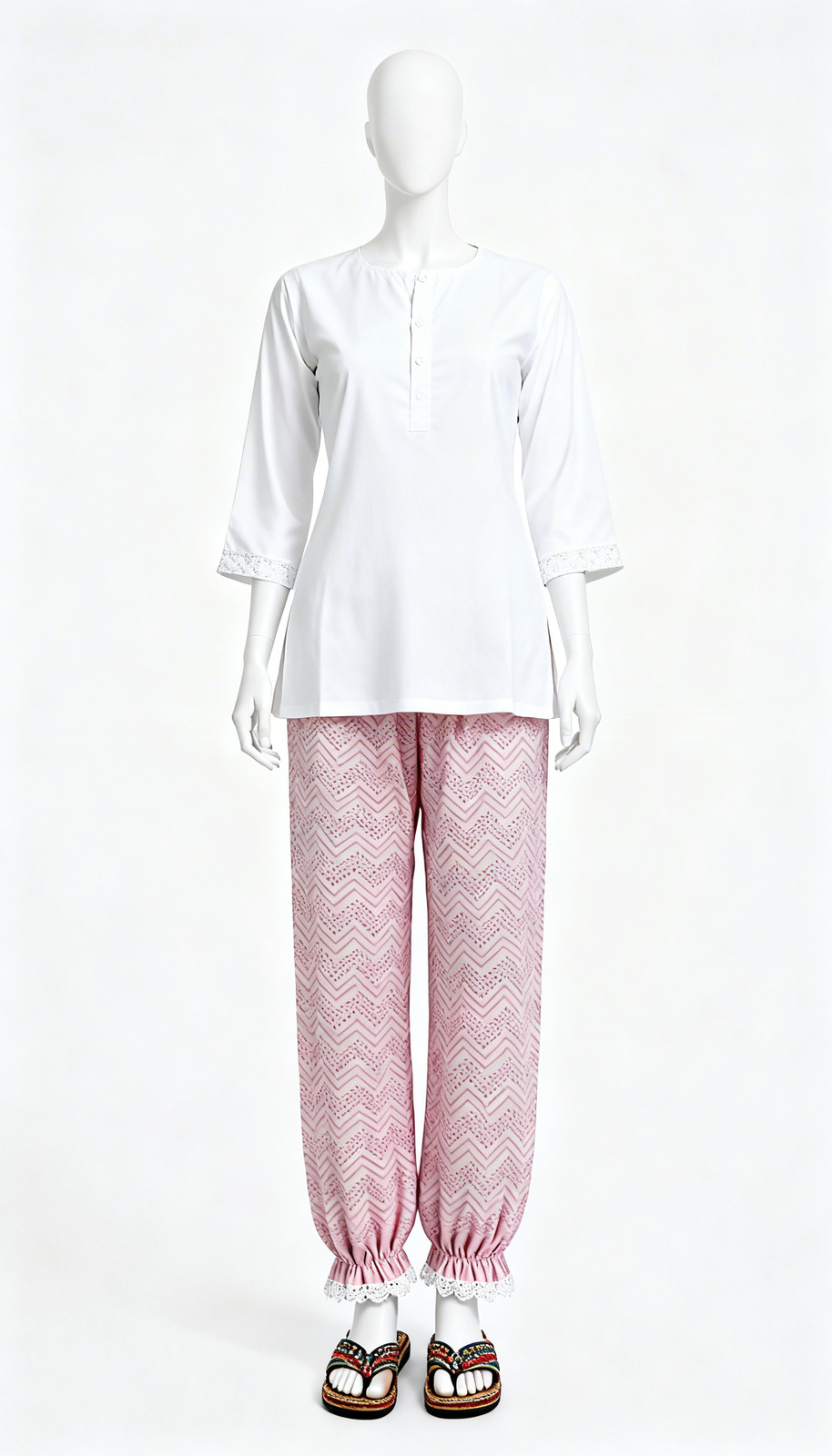 Pink Zigzag Printed Ethnic Palazzos