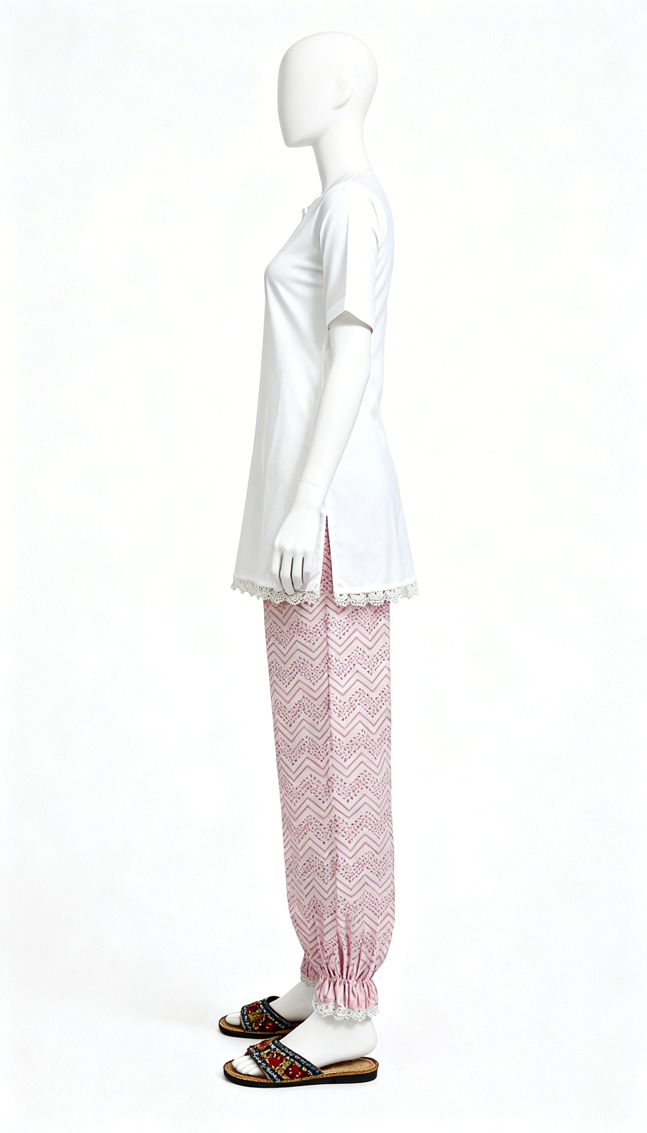 Pink Zigzag Printed Ethnic Palazzos - Image 4