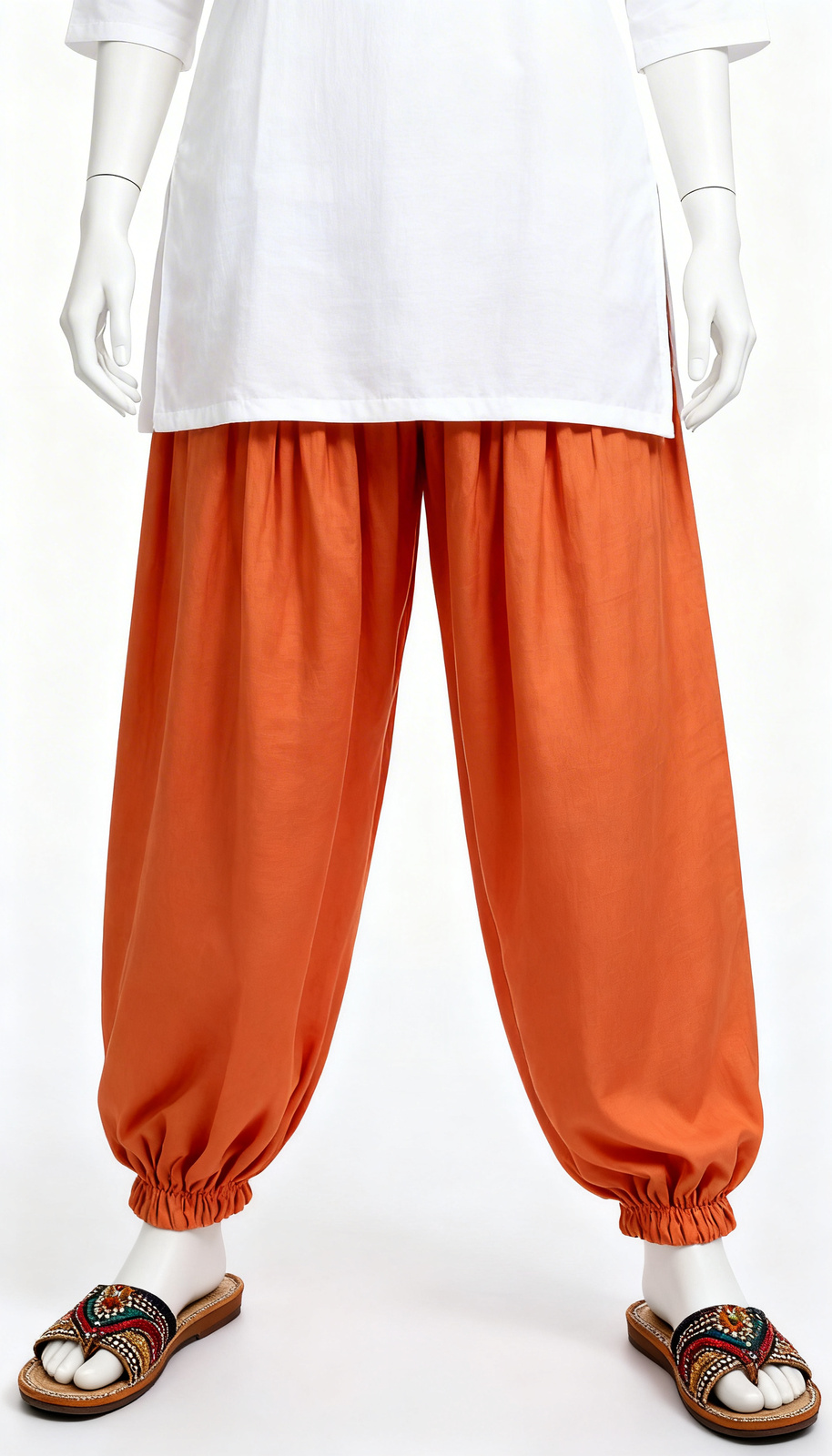 Peach Elastic Hem Dhoti Pant - Image 3