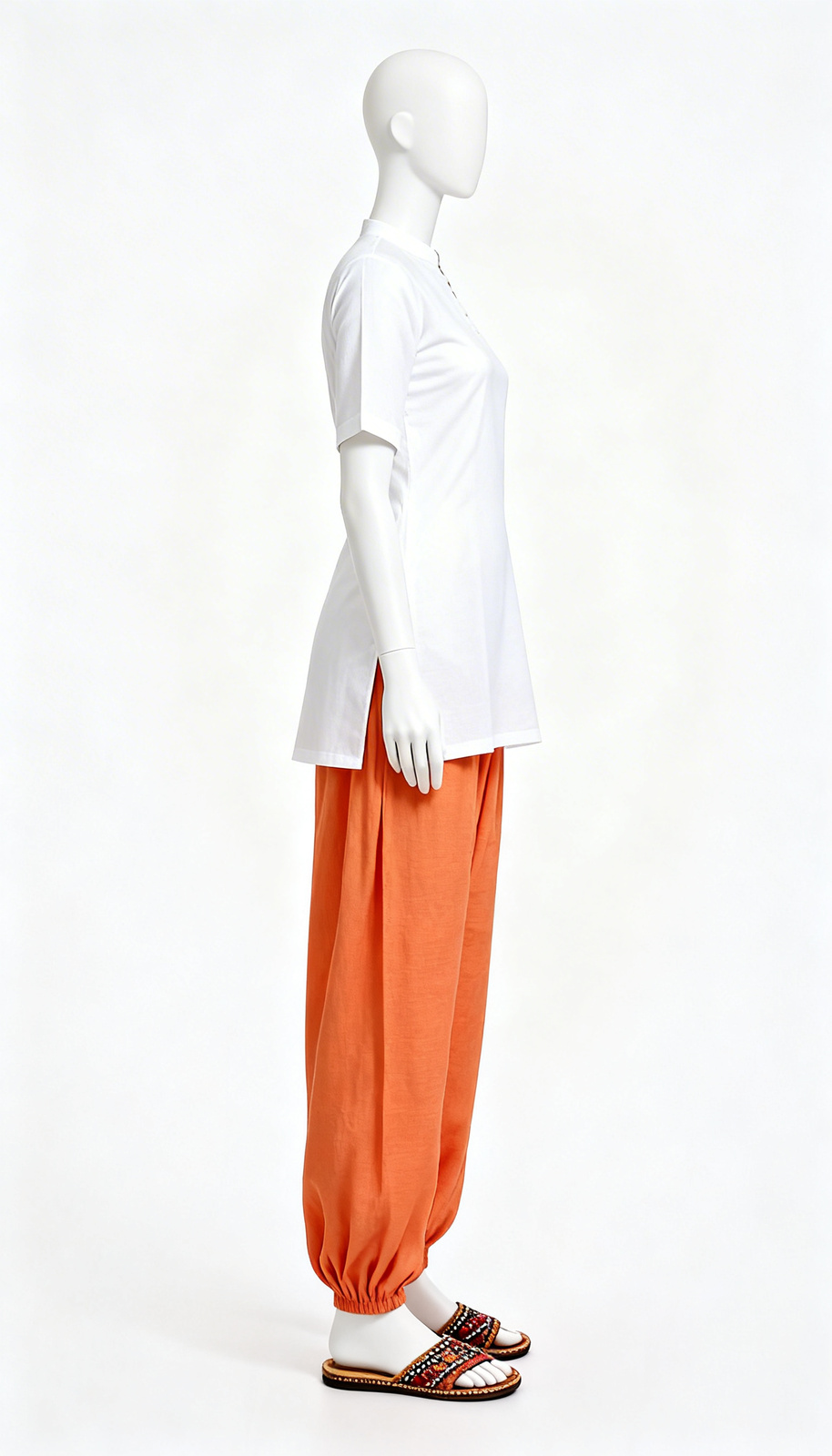 Peach Elastic Hem Dhoti Pant - Image 4
