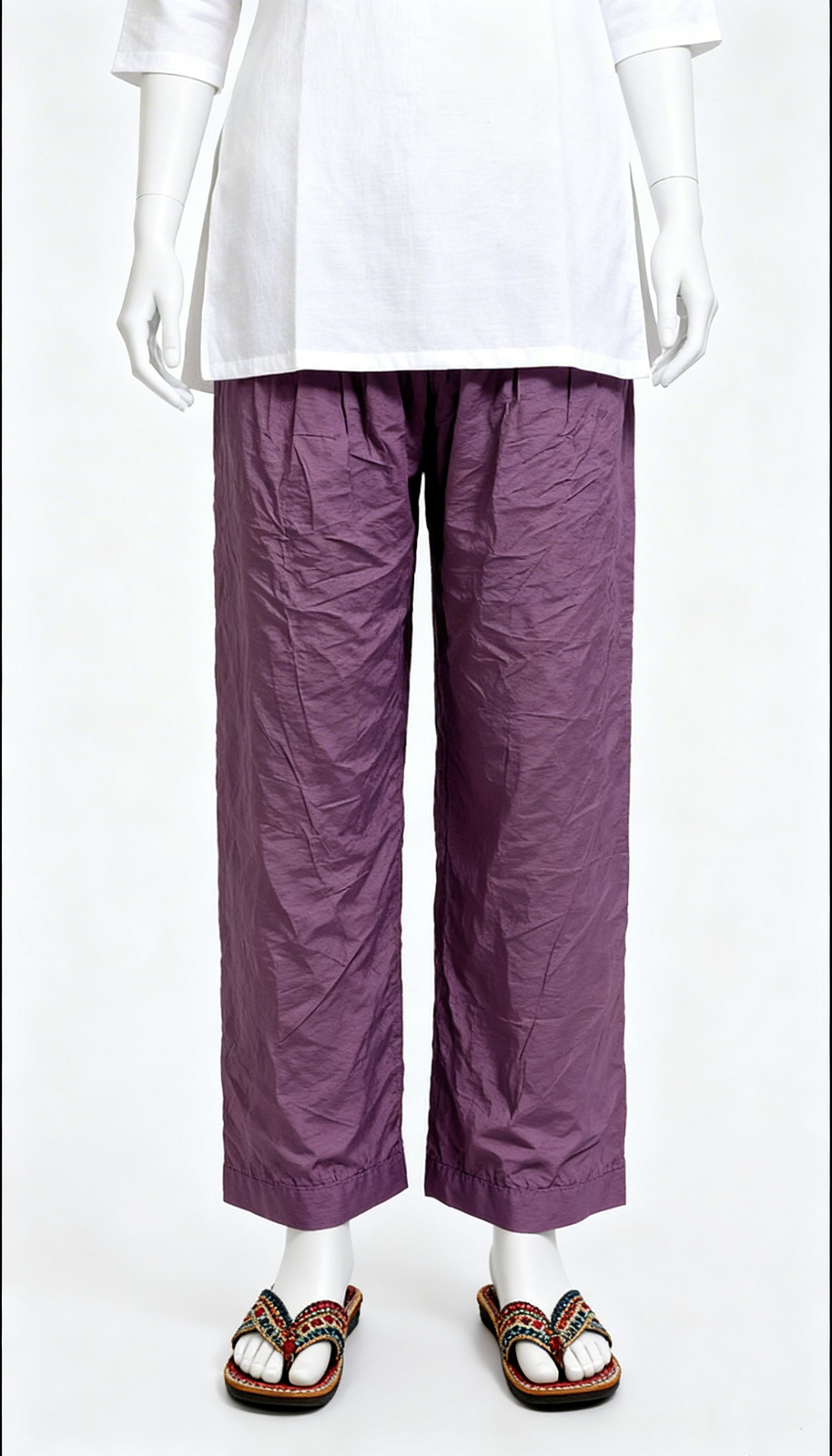Mauve Solid Ethnic Pant - Image 3