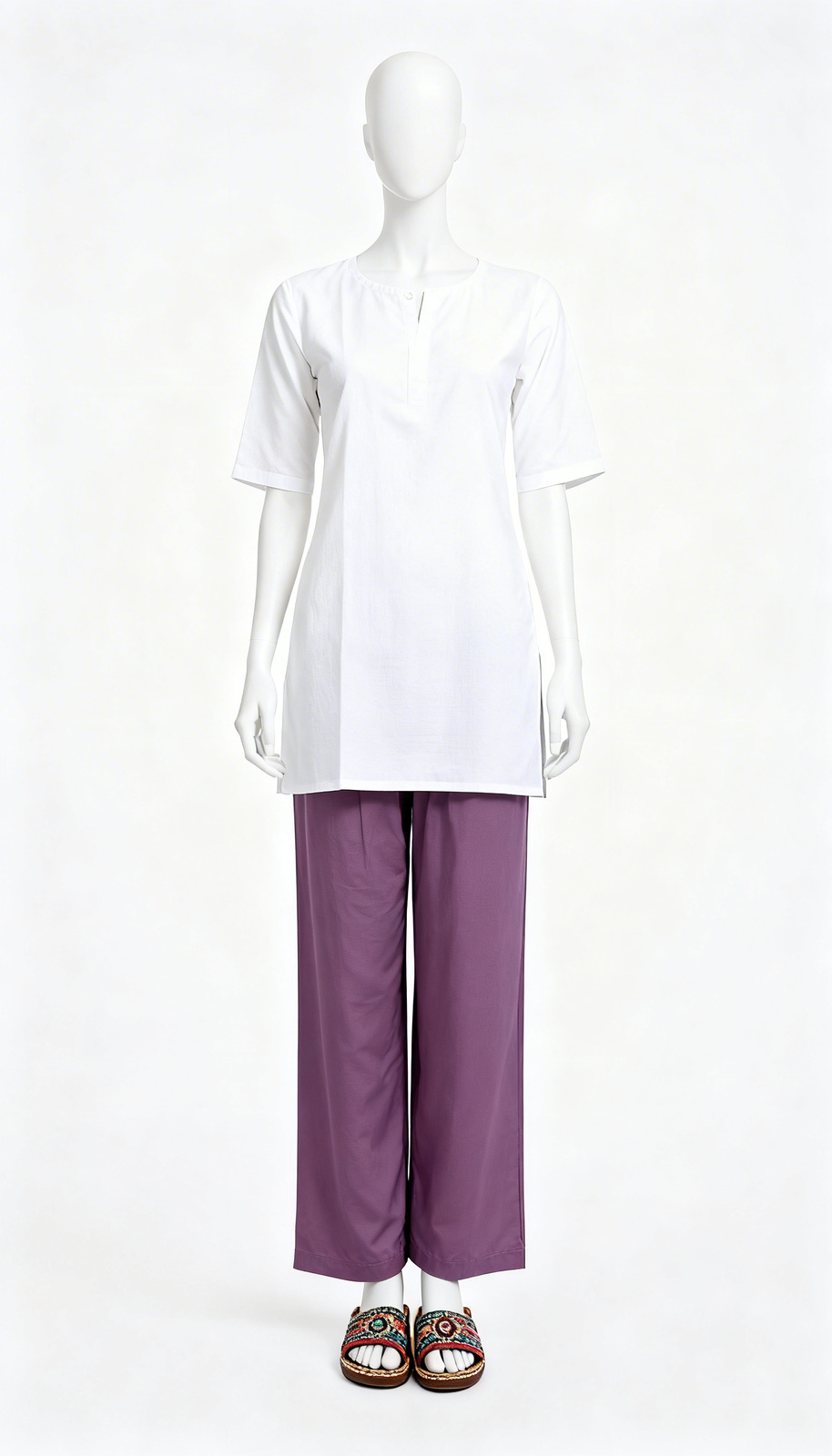 Mauve Solid Ethnic Pant
