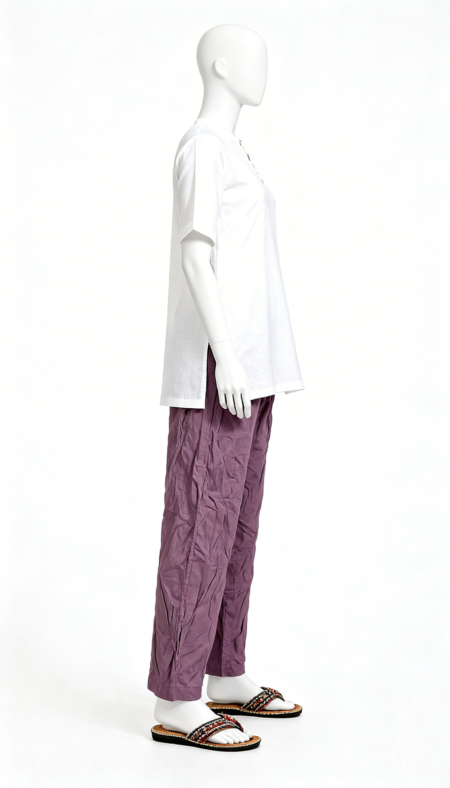 Mauve Solid Ethnic Pant - Image 4