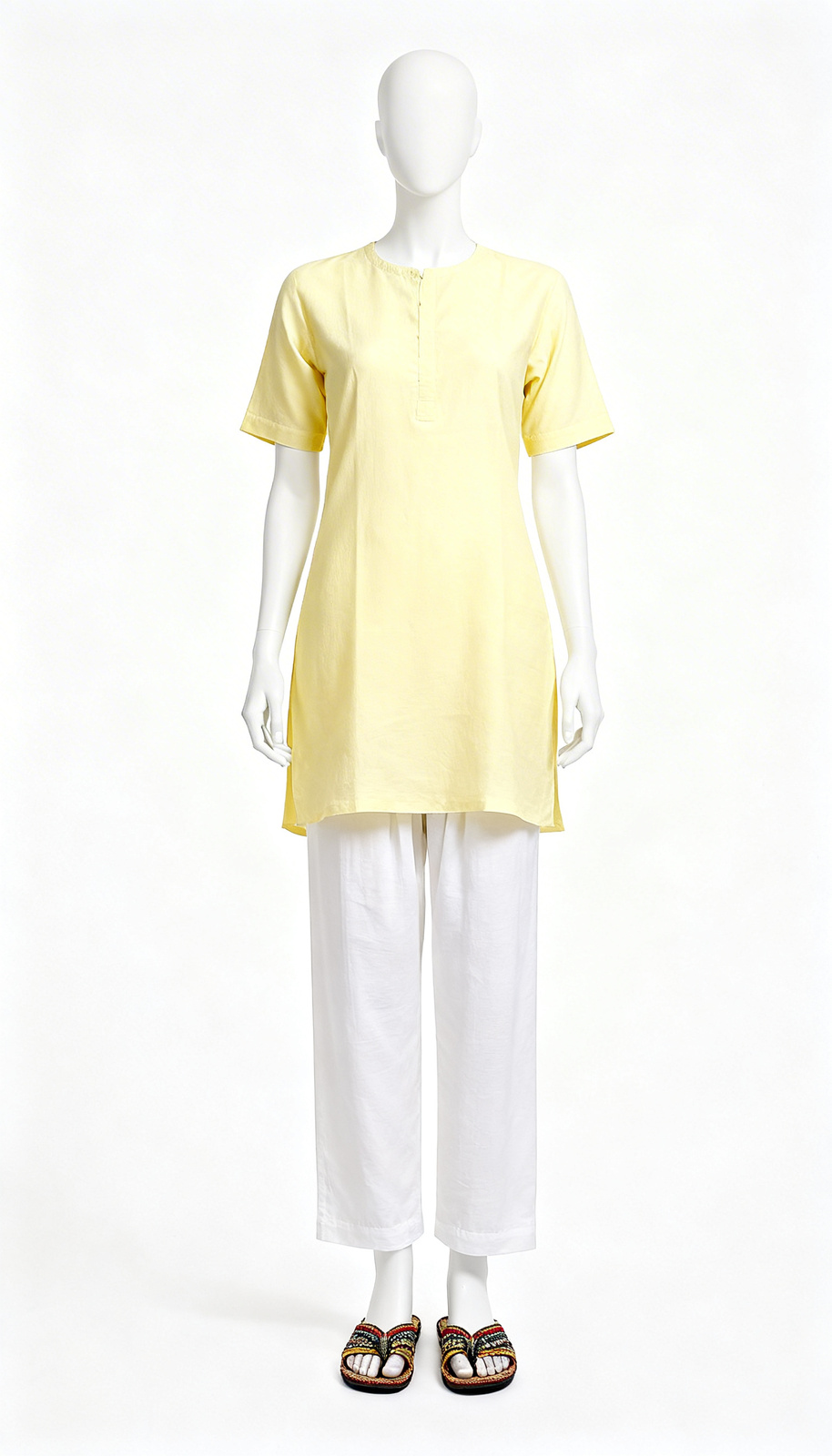 White Cuffed Ethnic Pant