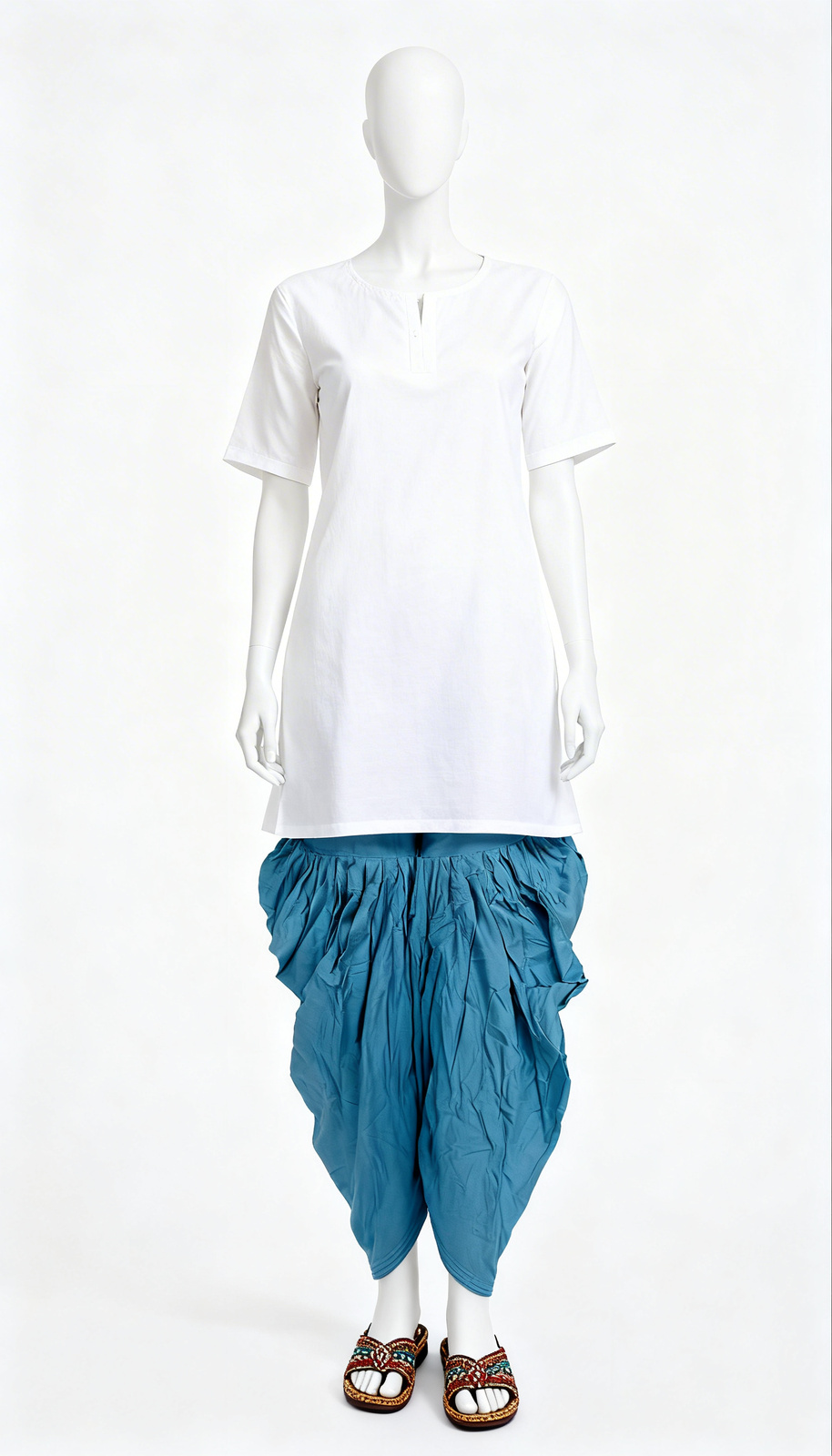 Blue Gathered Dhoti salwar