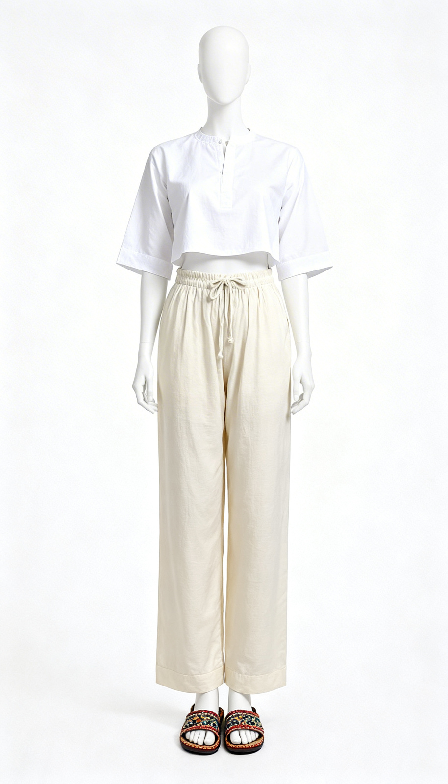 Off White Basic Ethnic Pant