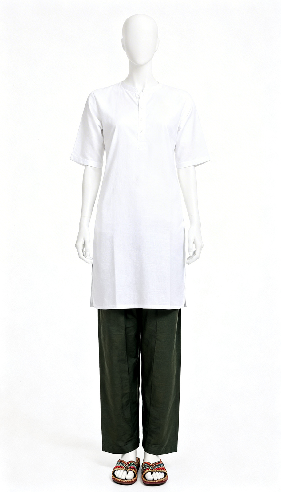 Dark Green Straight Ethnic Pant - Image 3