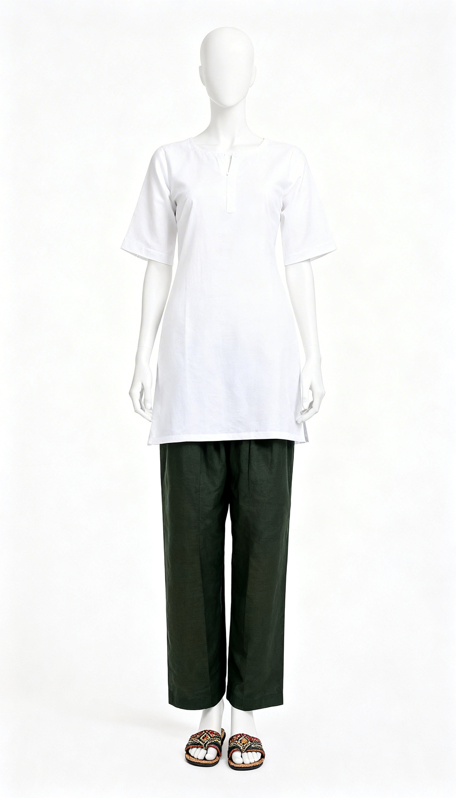 Dark Green Straight Ethnic Pant