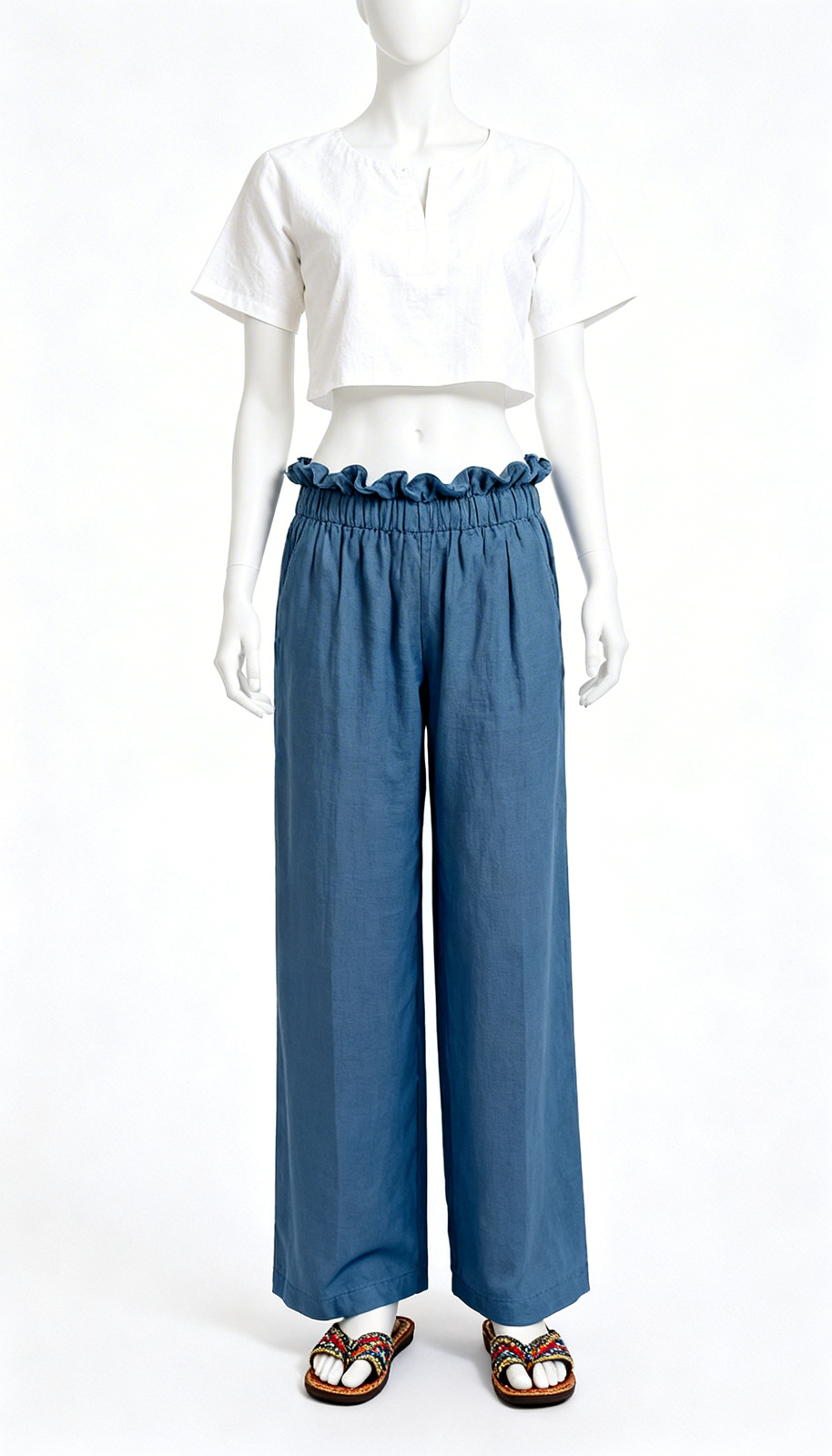 Steel Blue Gathered Ethnic Pant