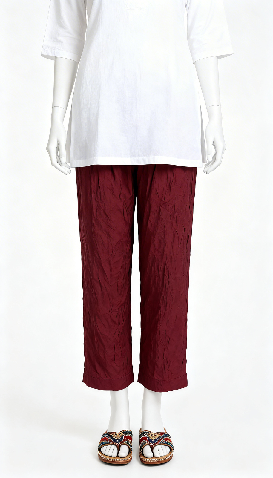 Deep Red Loose Ethnic Pant - Image 3