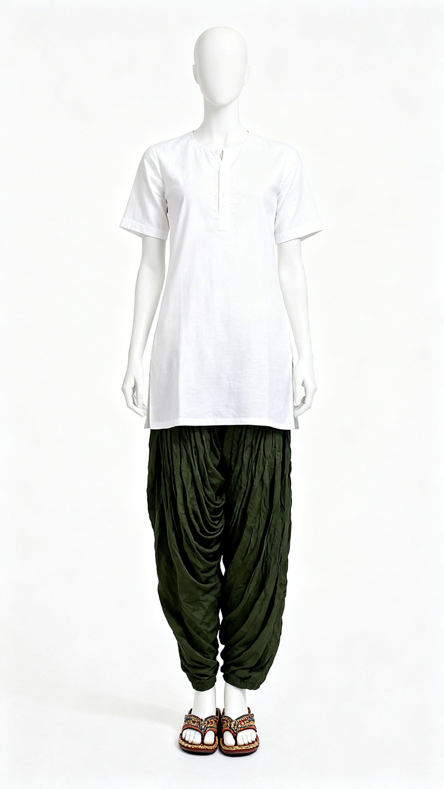 Olive Gathered Dhoti Bottom