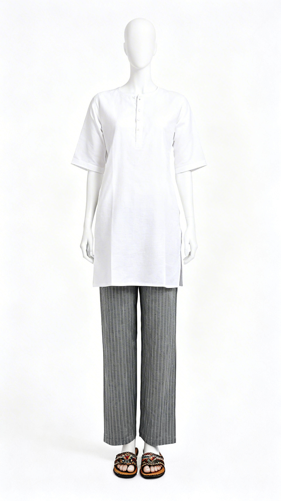Grey stripe straight pajama