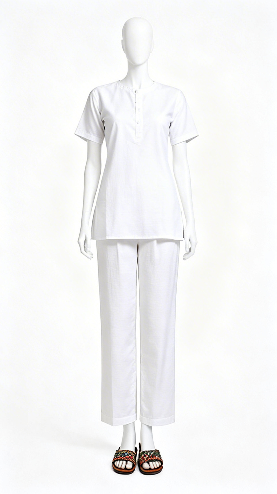 White wide ethnic pajama