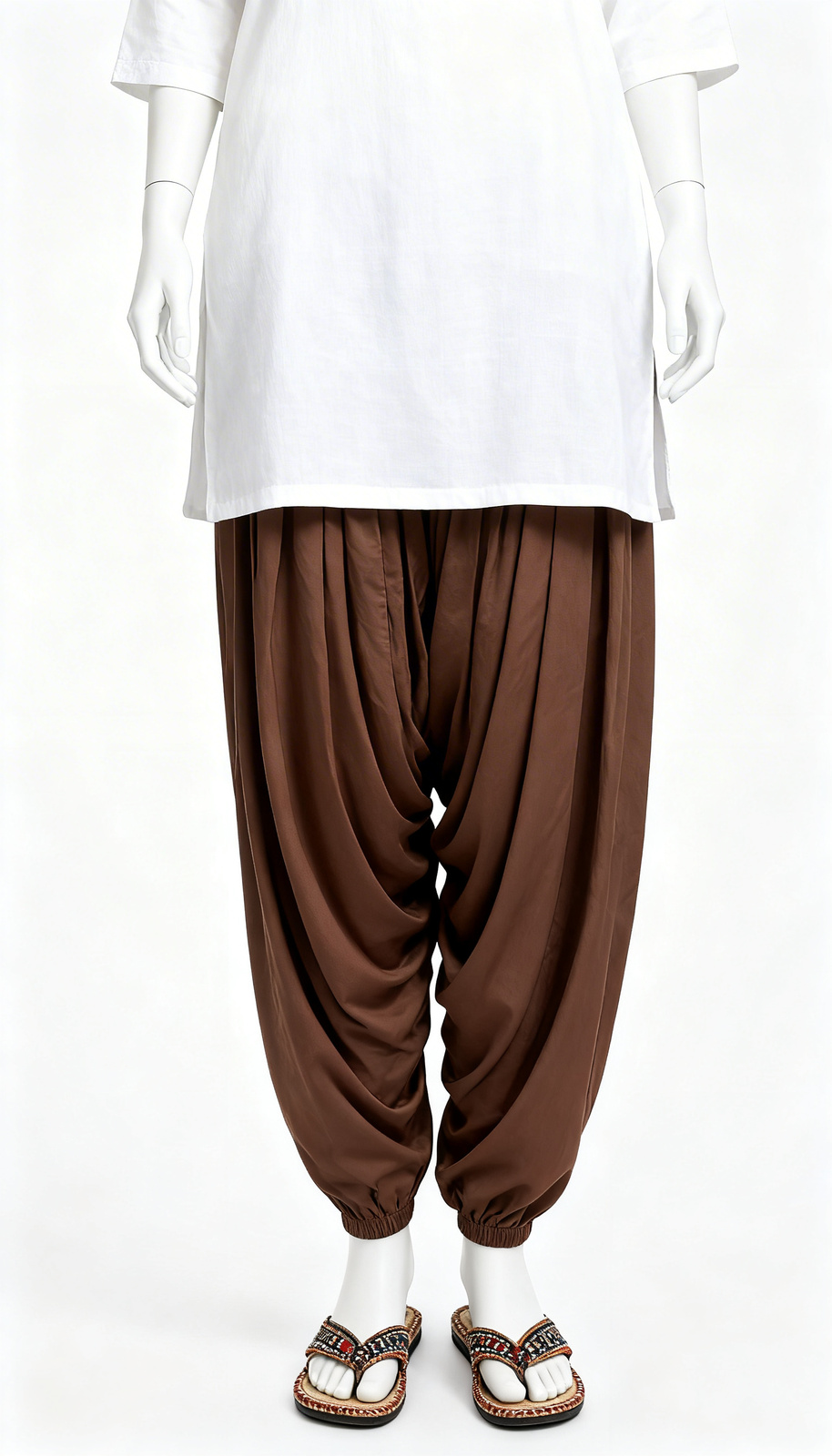 Tan Traditional Salwar Pants - Image 3