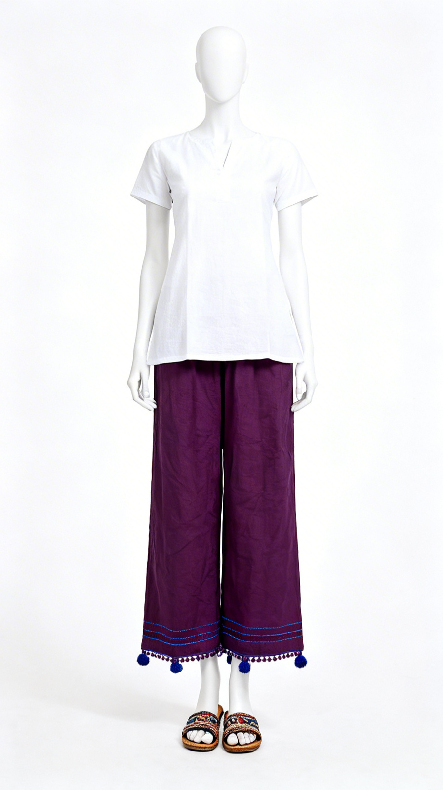 Magenta cropped ethnic pant