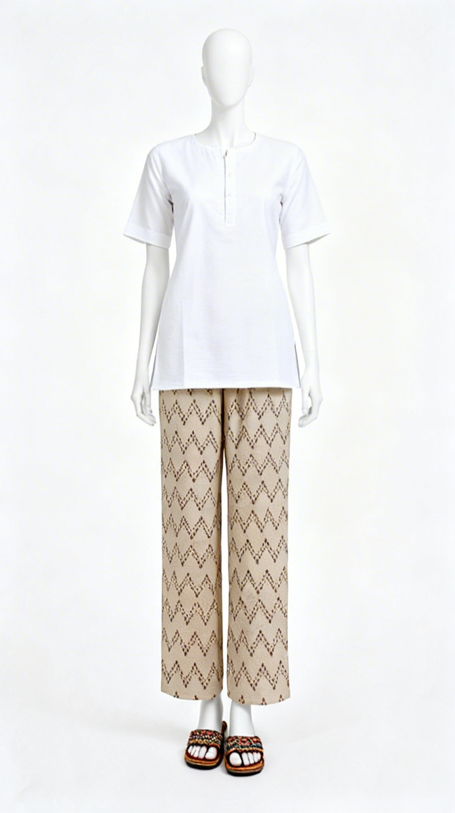 Beige zigzag lounge palazzo