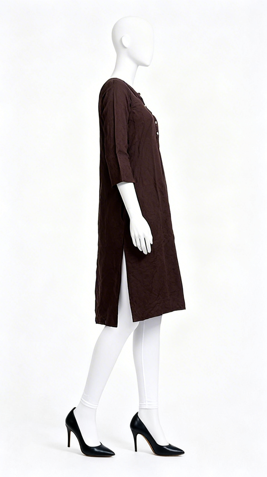 Solid Dark Brown Kurti - Image 3