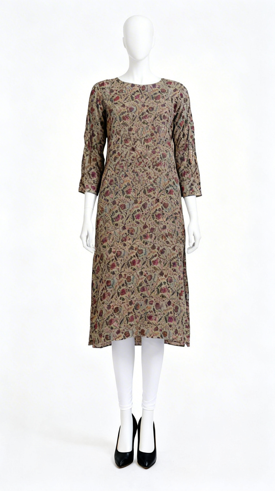 Floral printed beige kurti