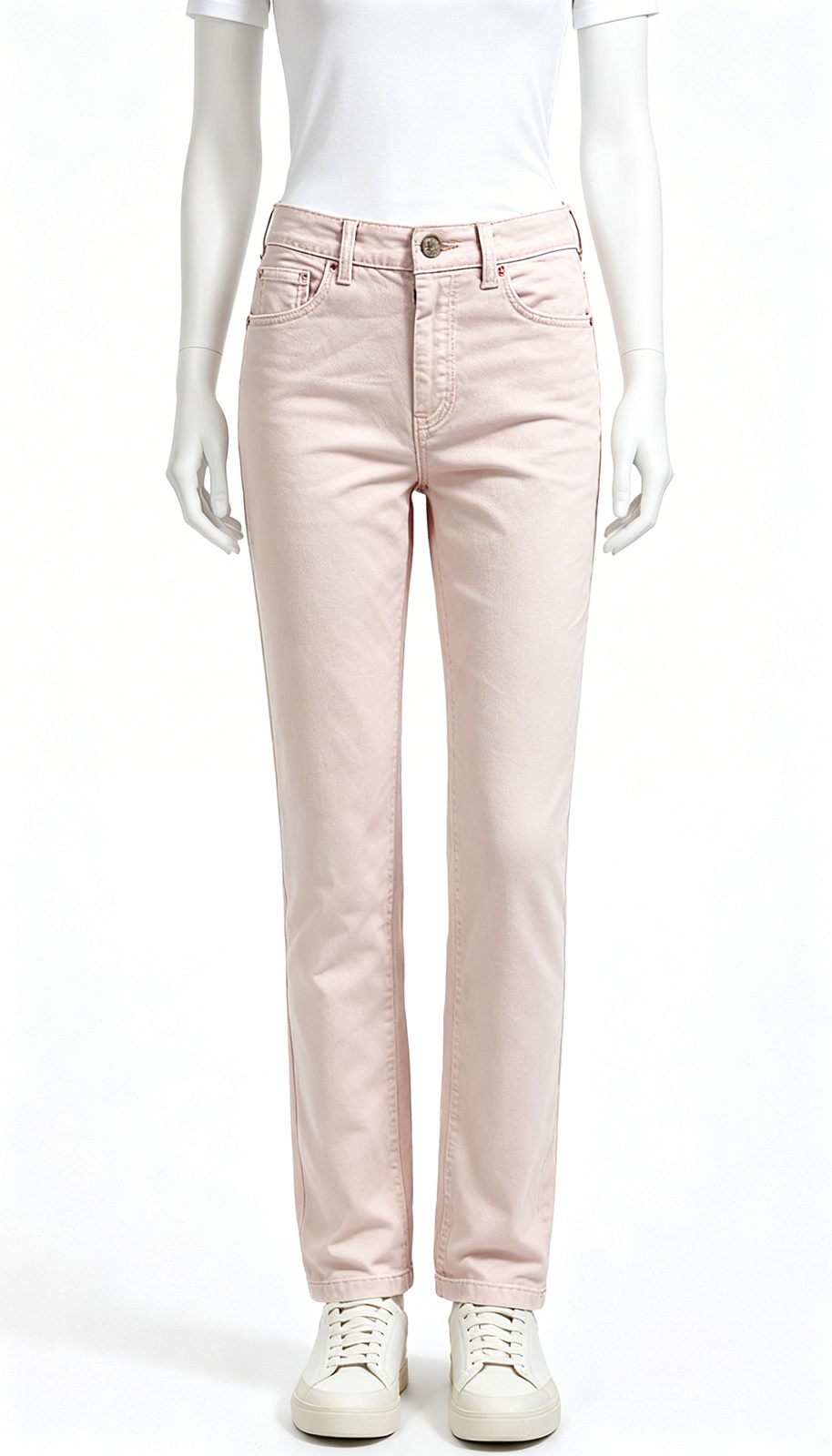 Pink Solid Straight Fit Jeans - Image 4
