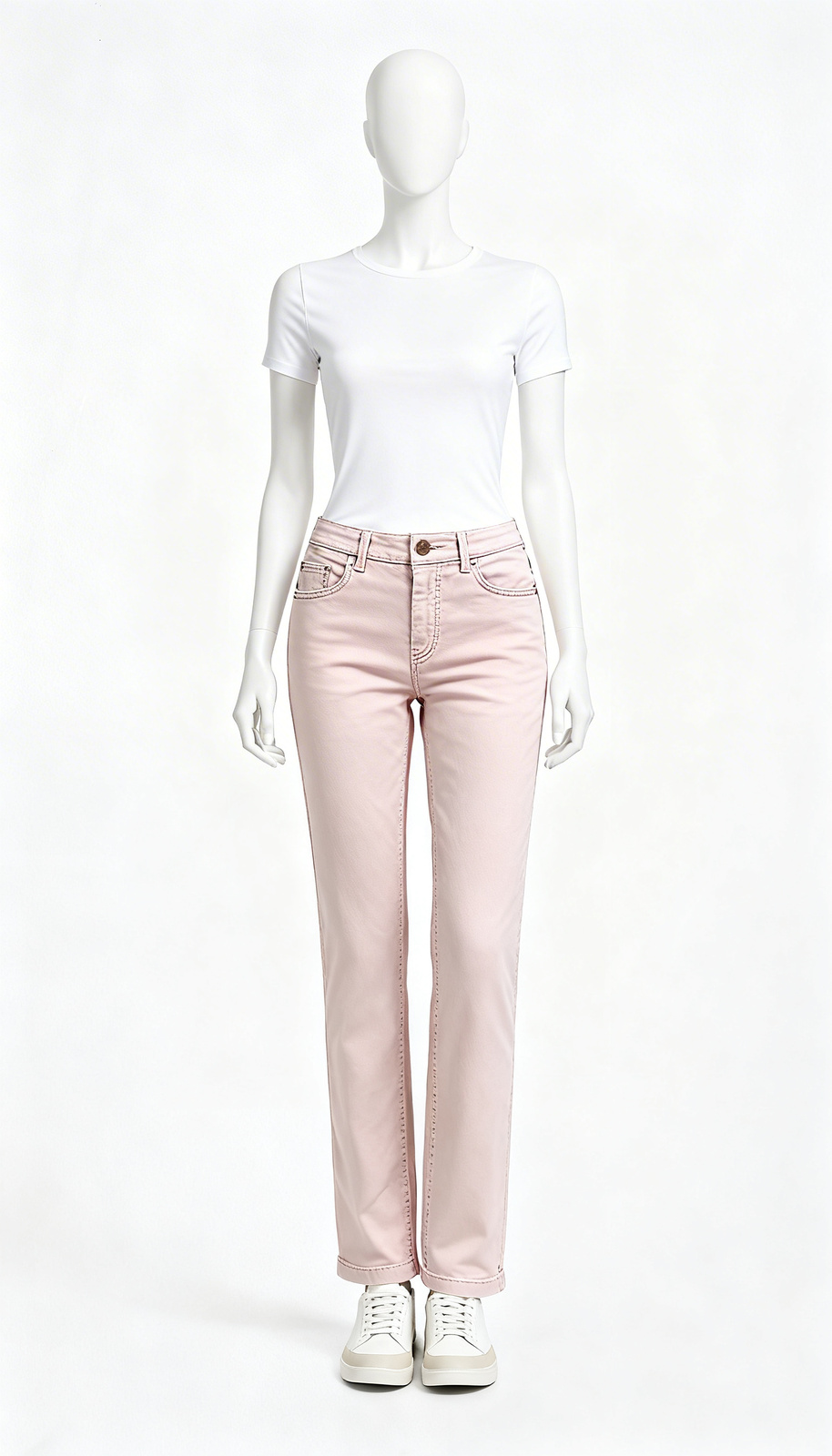 Pink Solid Straight Fit Jeans