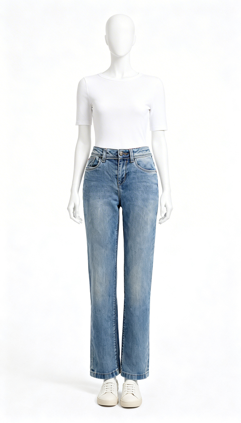 Light Blue Washed Straight Fit Jeans