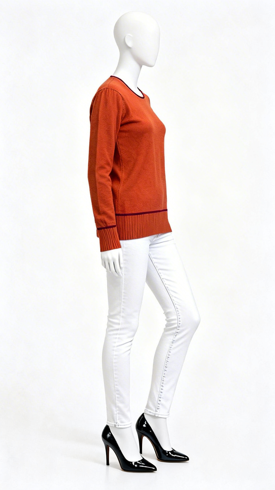 Solid Ribbed Sweater - Image 3