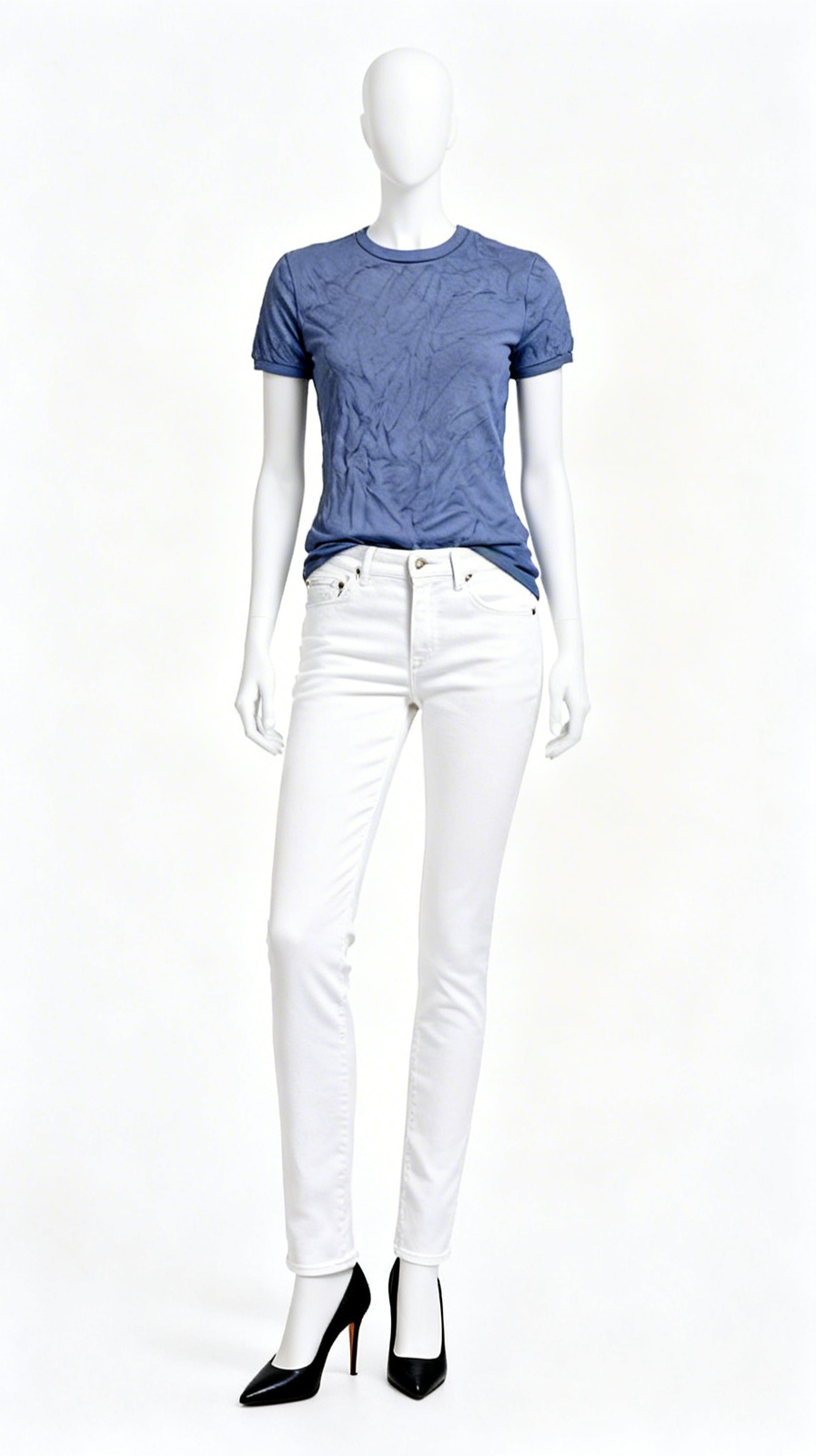 Blue Solid Casual T-Shirt