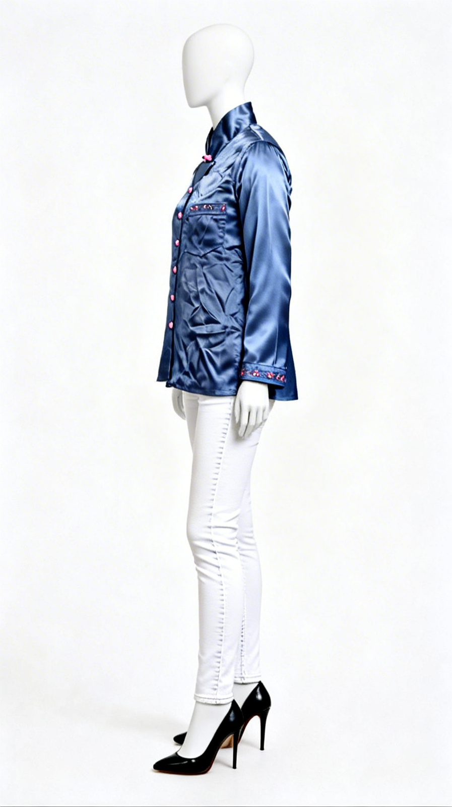 Solid Button-Down Silk Shirt - Image 3