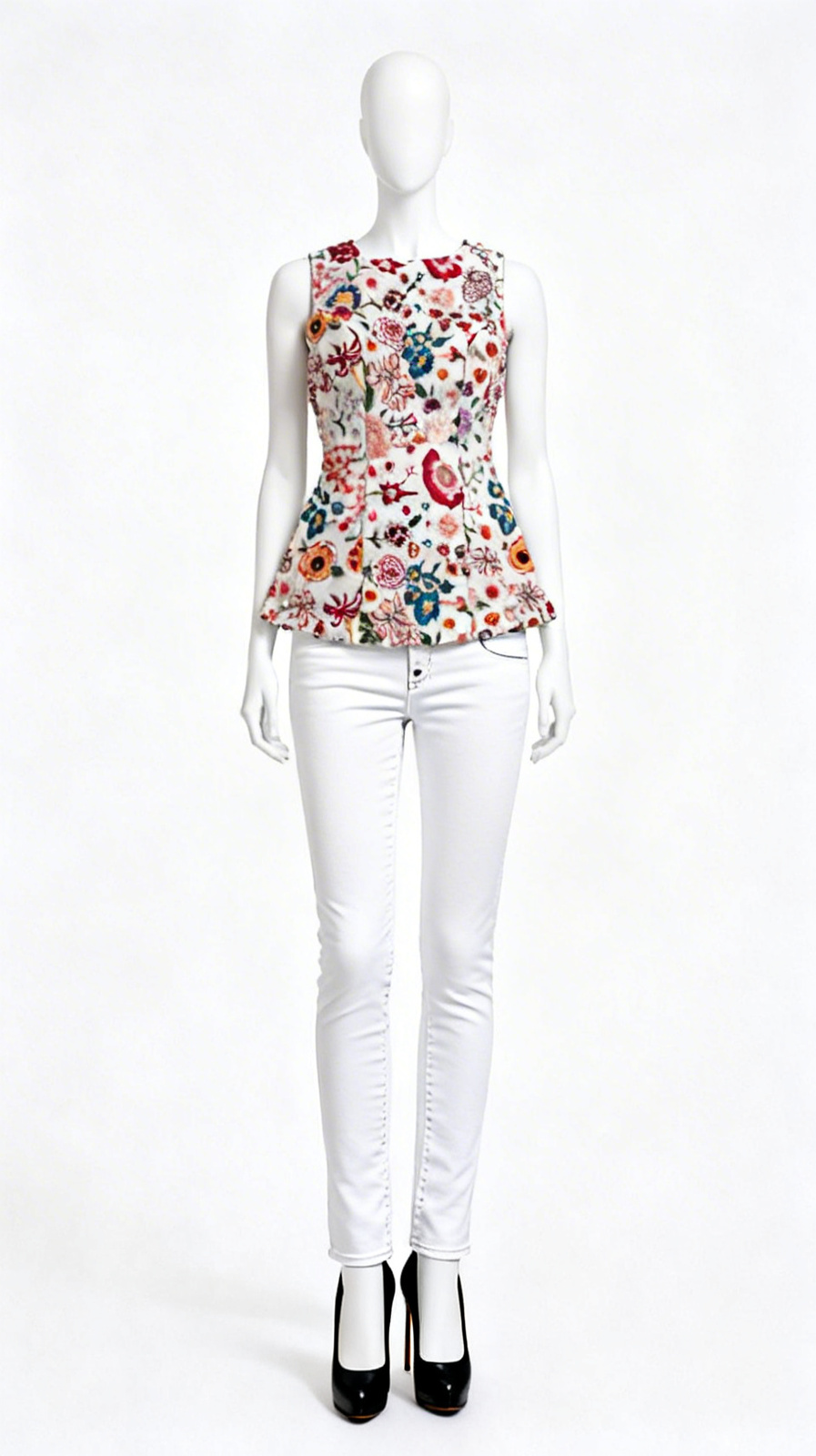 Embroidered Sleeveless Top