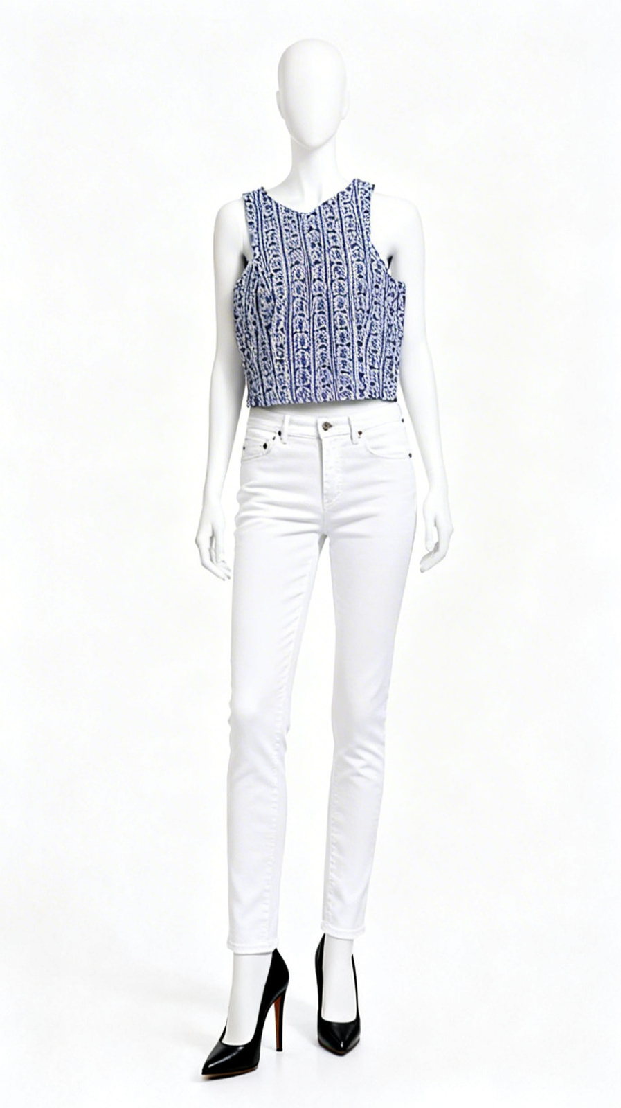 Sleeveless Embroidered Crop Top