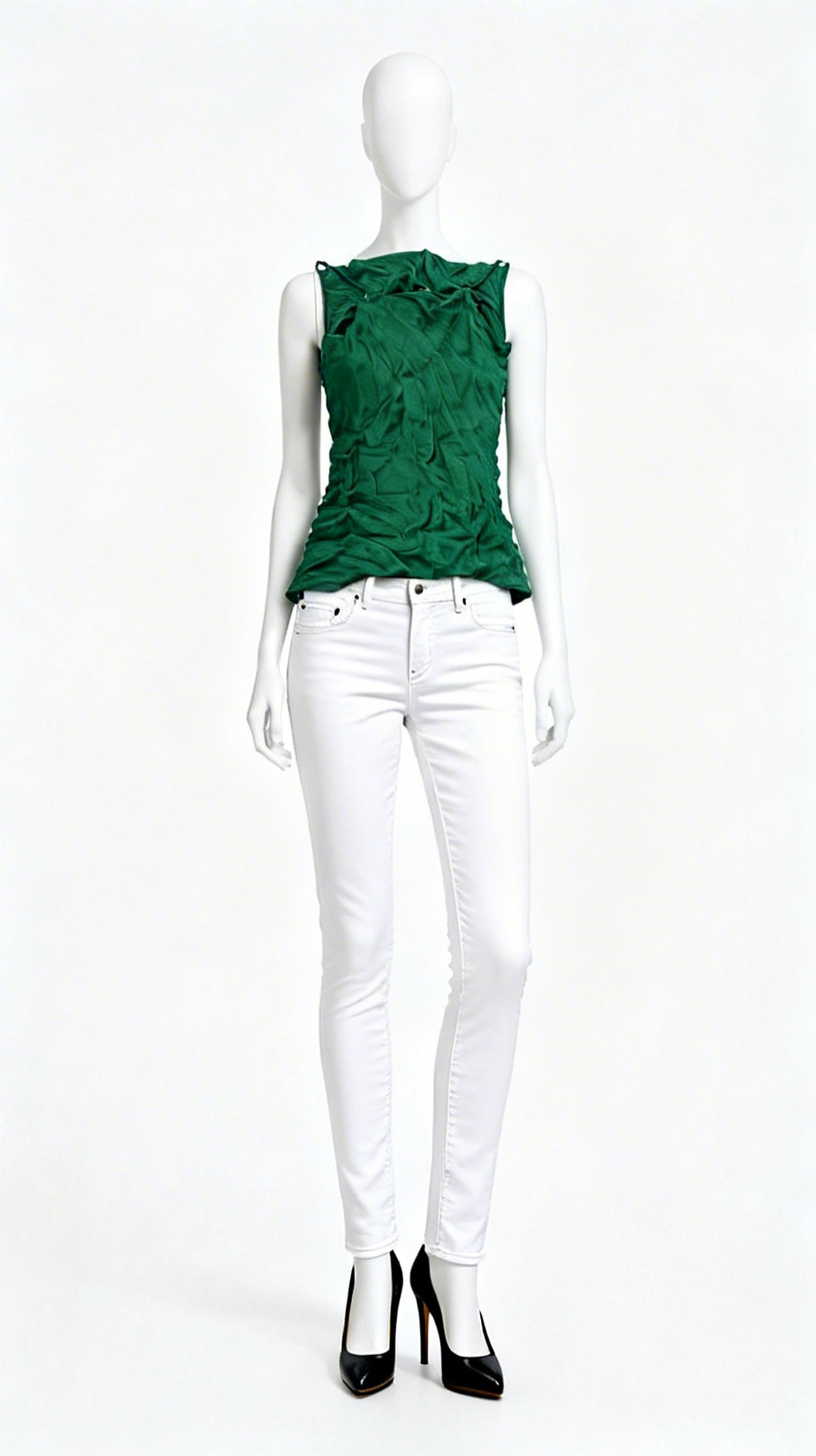 Green Sleeveless Satin Top