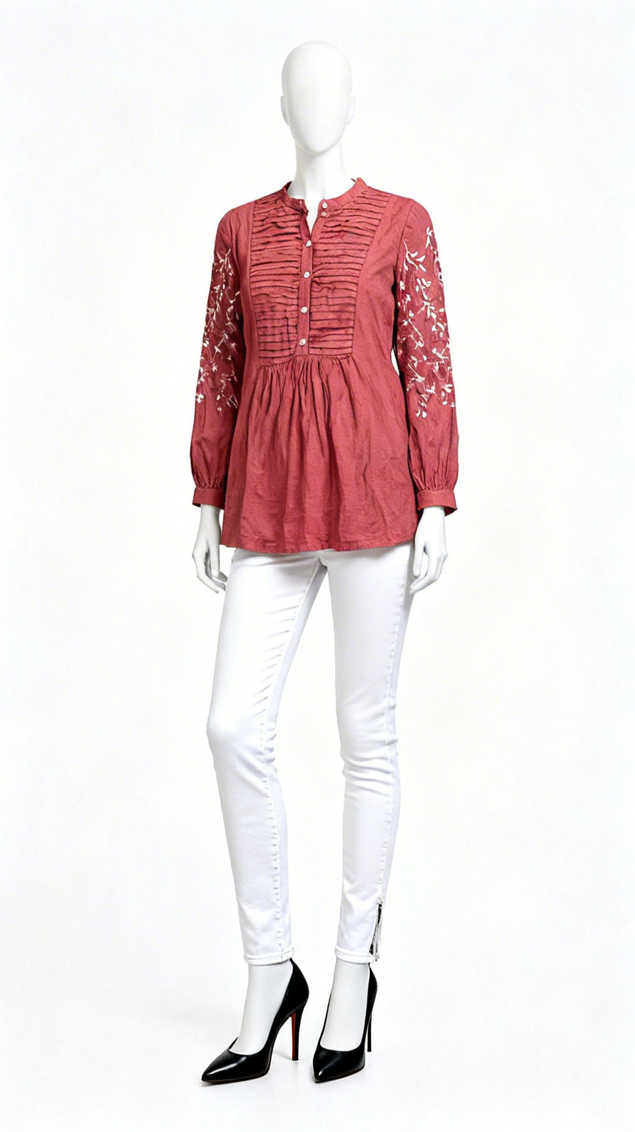 Embroidered Long Sleeve Tunic Dress