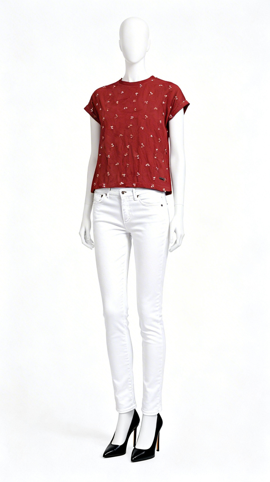 Red Printed Casual Top
