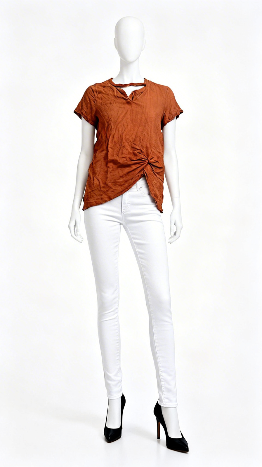 Rust Solid Knot Detail Top