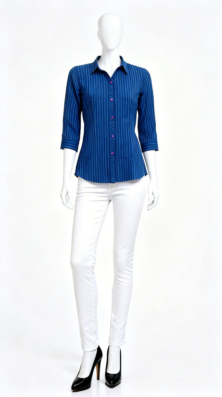Blue Pinstriped Formal Shirt