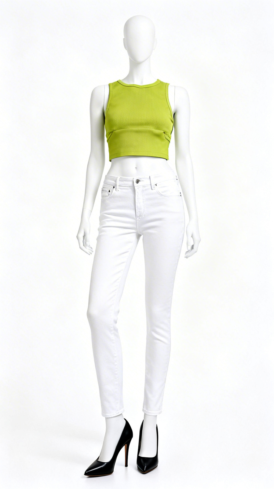 Lime Green Ribbed Crop Tank Top