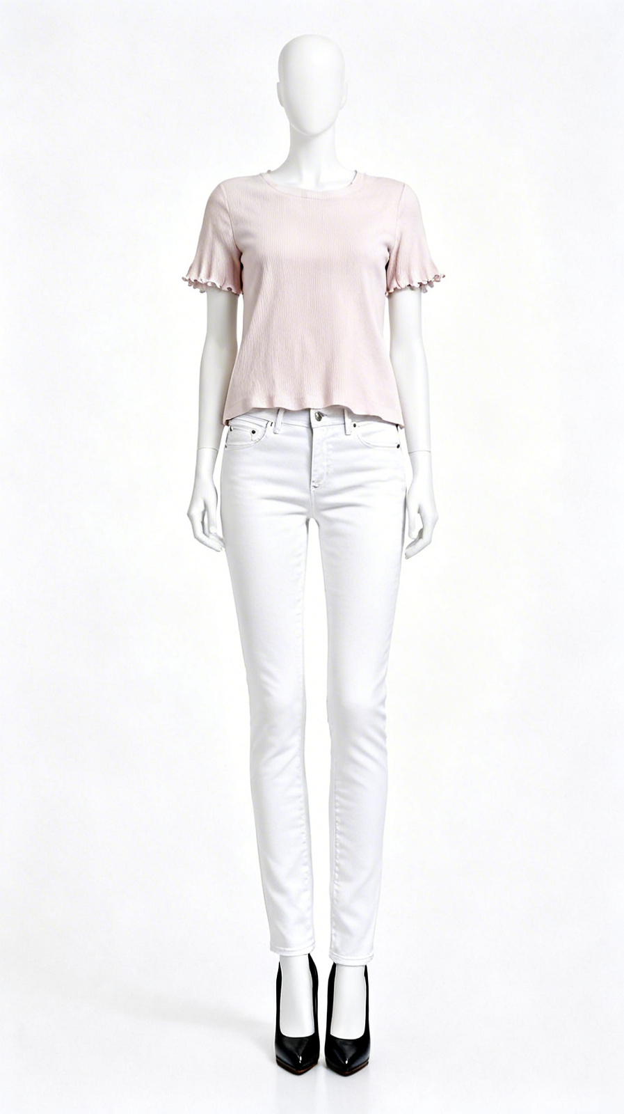 White Frill-Sleeve Crop Tee