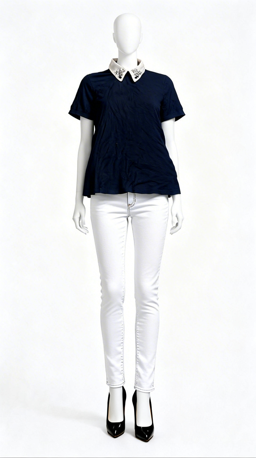 Embellished Collar Top