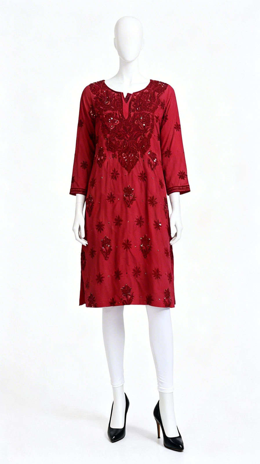 Red Embroidered Kurti