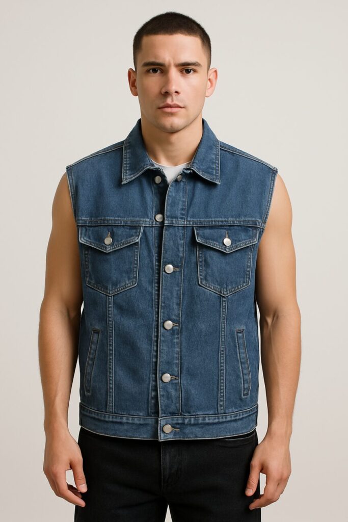 Denim Vest Jacket:  Trending jackets for men at Costumepeti