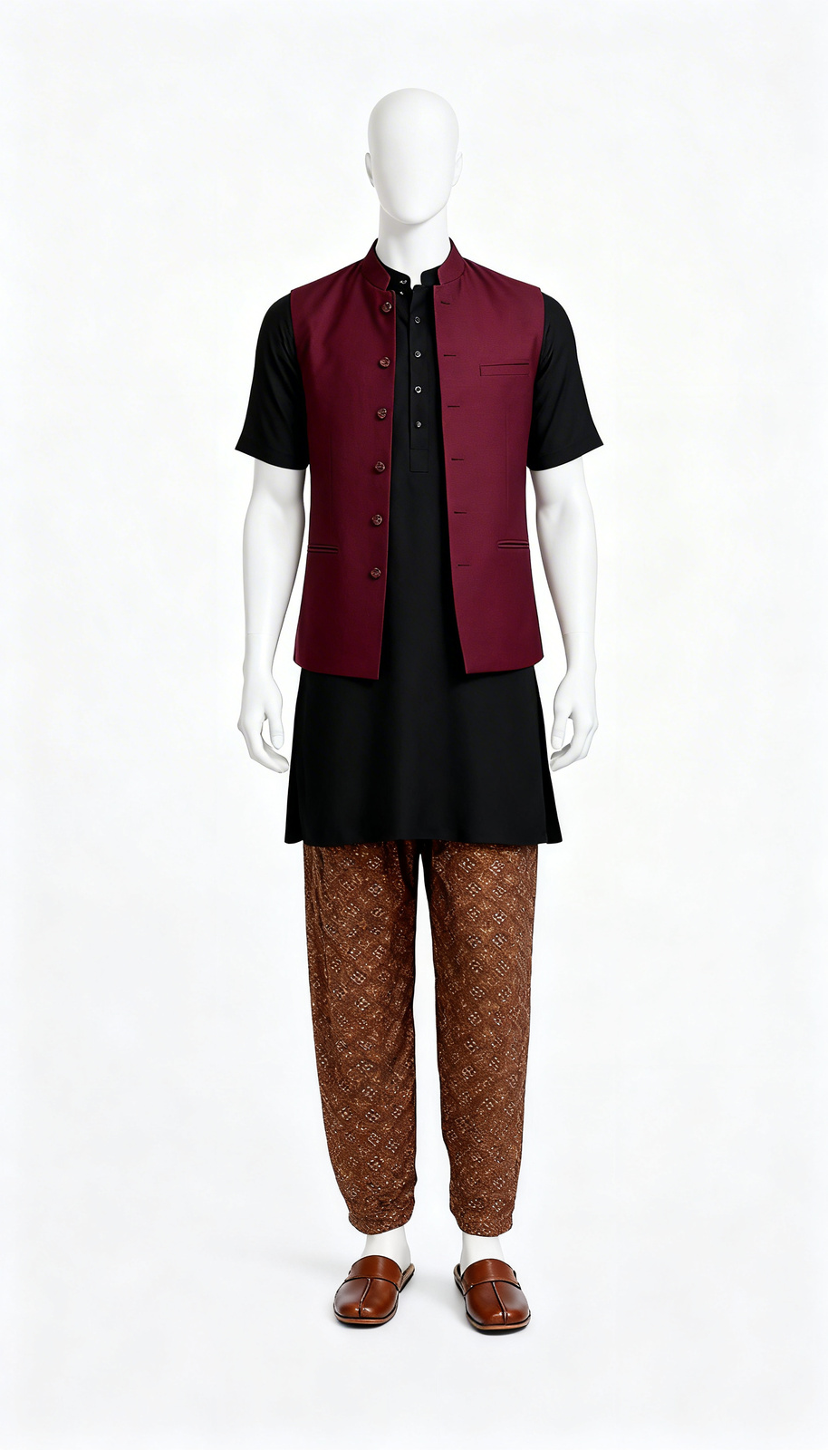 Rust Printed Formal Trouser