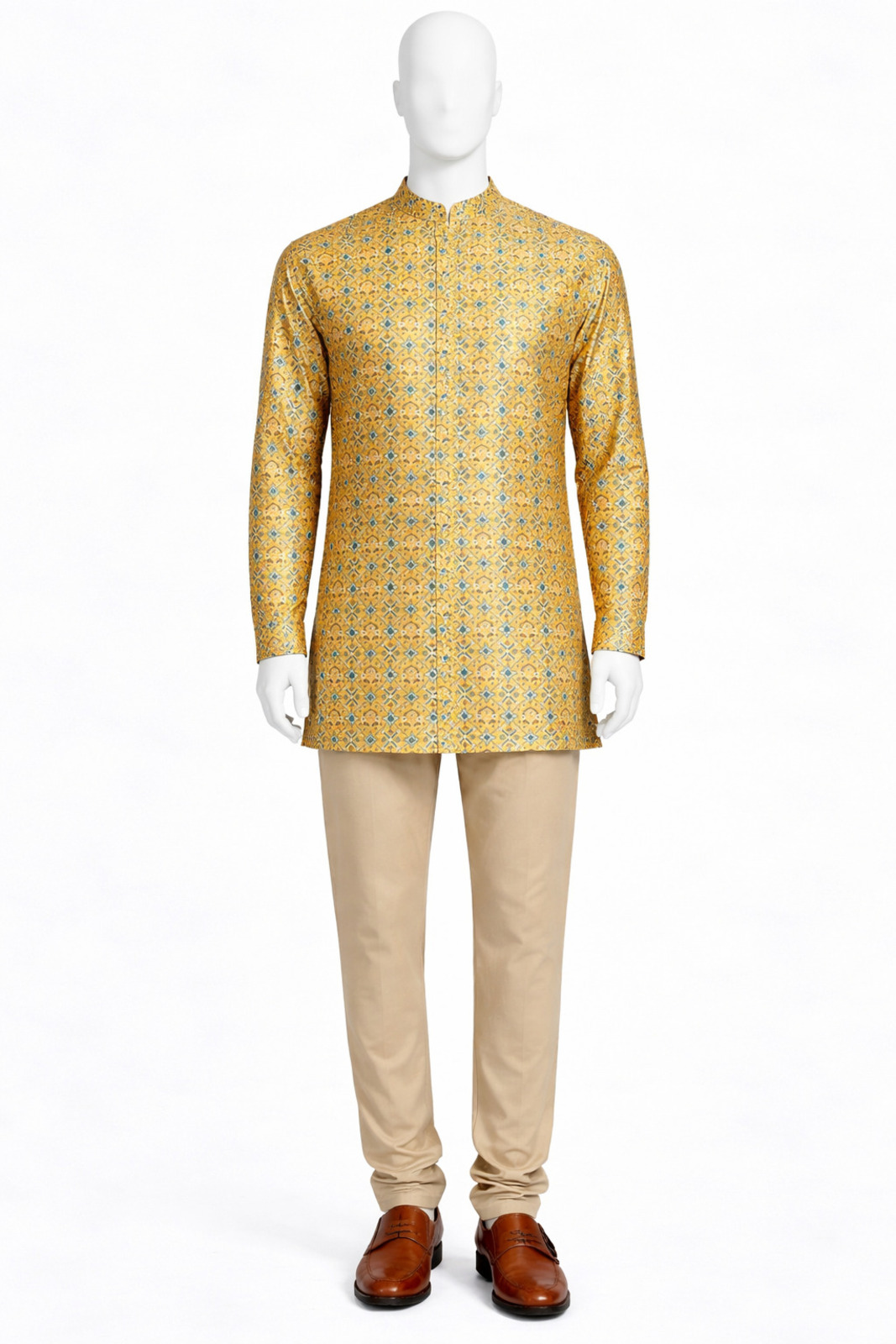 Men Mustard Printed Kurta