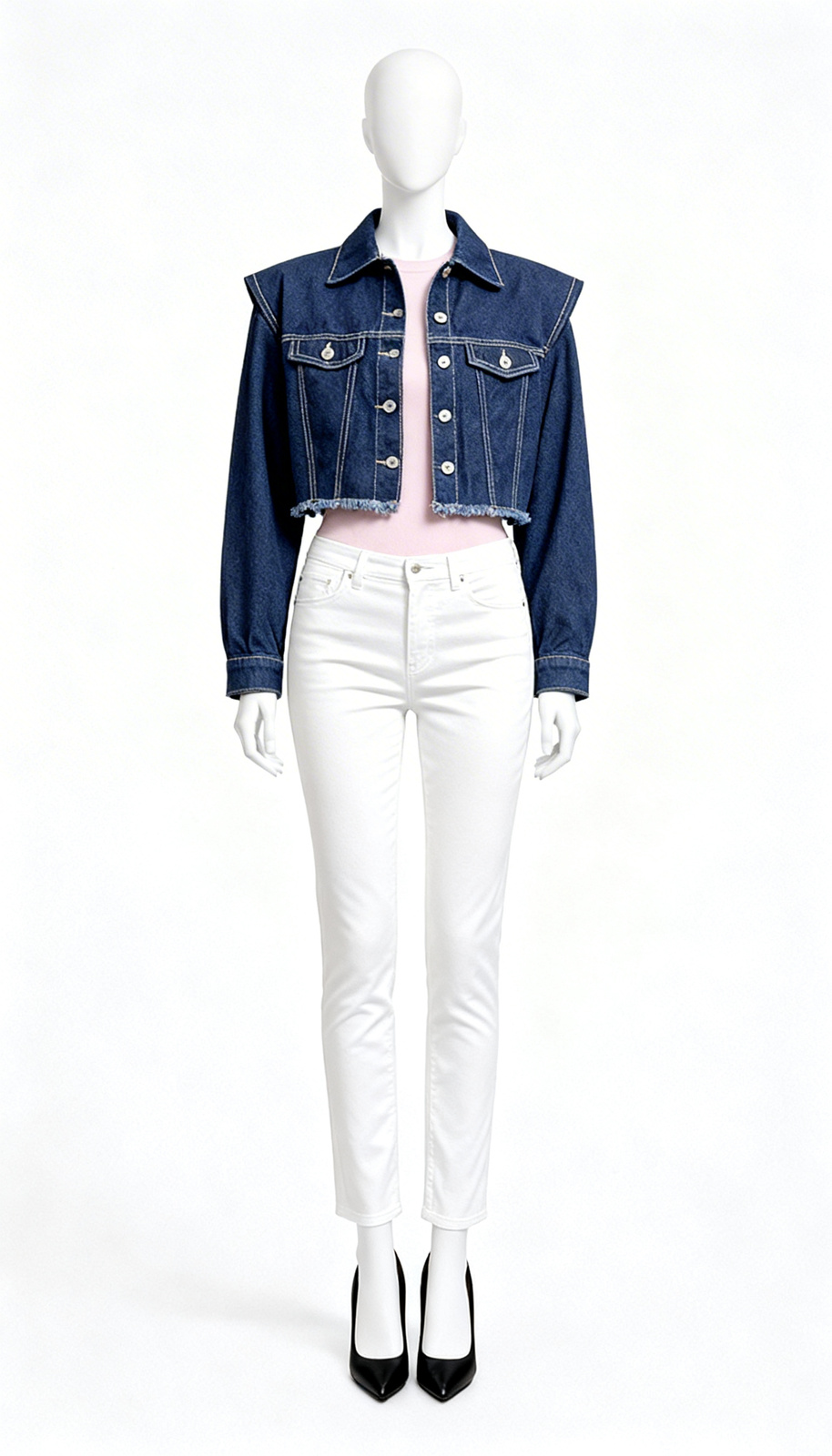 Blue Denim Cropped Jacket