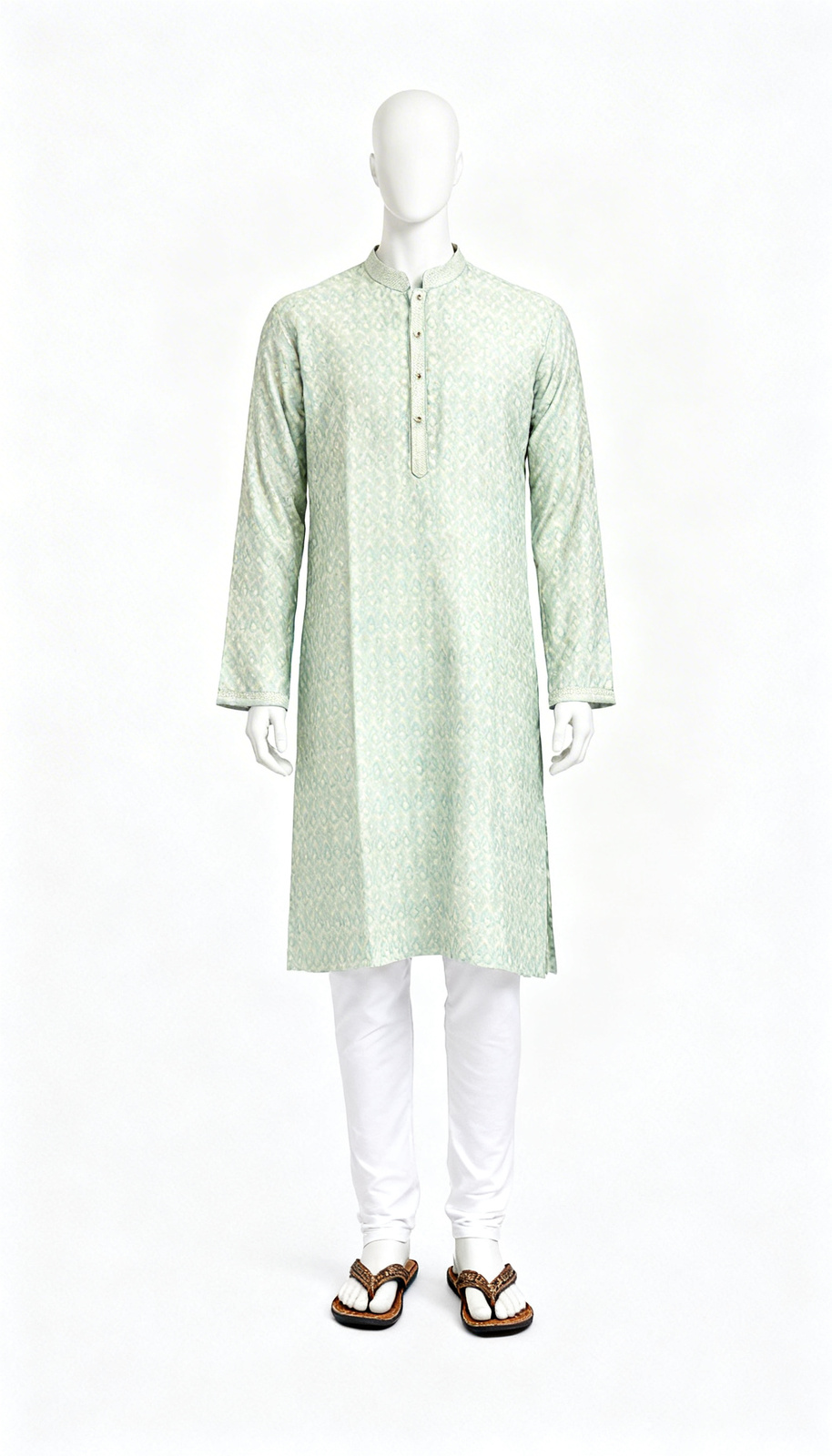 Aqua Ikat Print Cotton Kurta